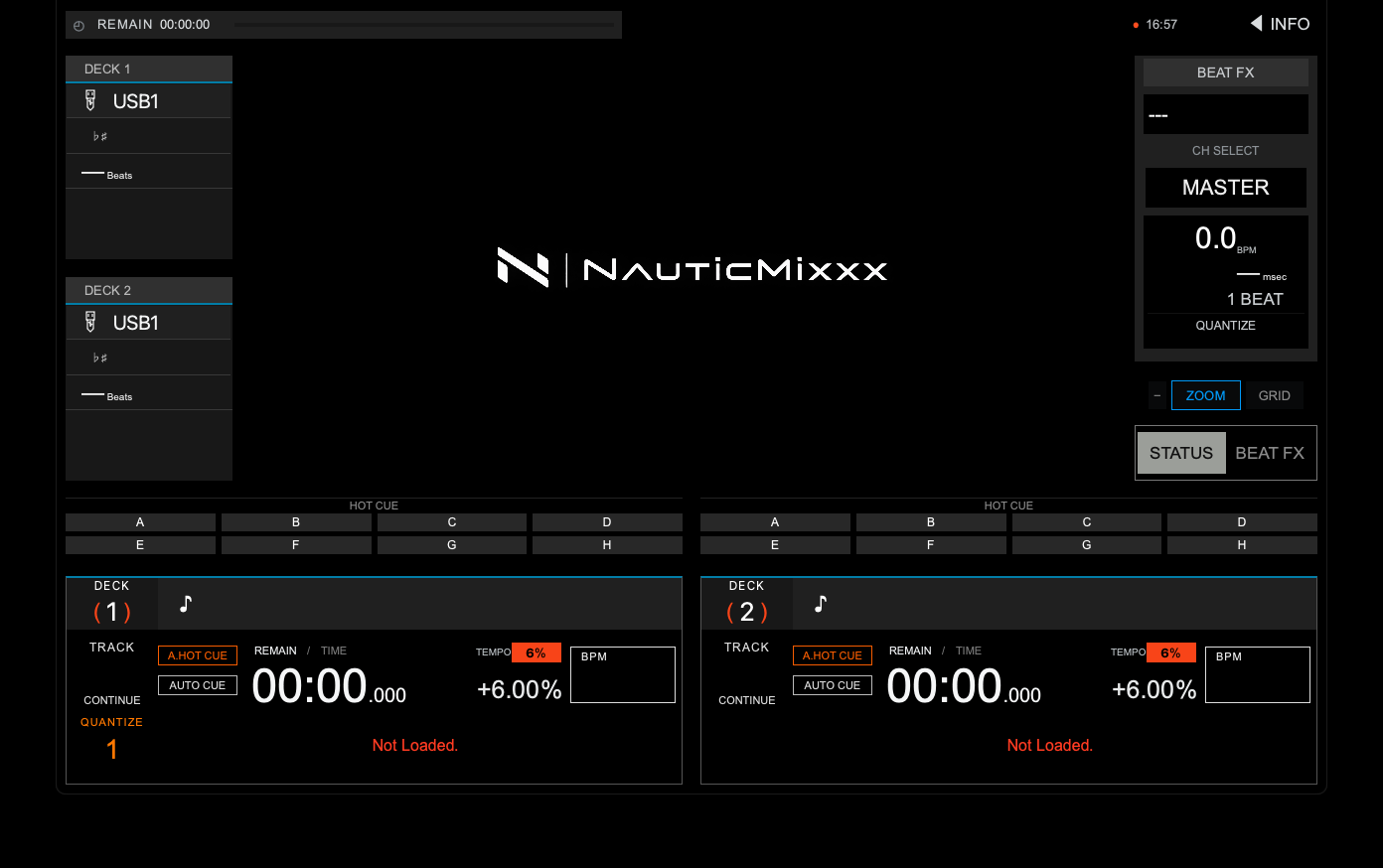 NauticMixxx standby screen with ready decks